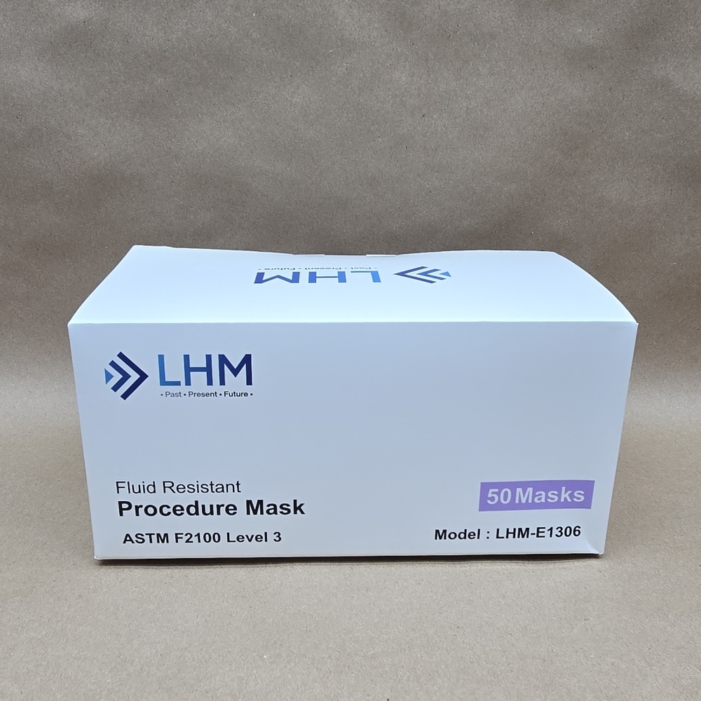 LHM Fluid-Resistant Procedure Masks, ASTM Level 3 (LHM-E1306), Lavender, NEW